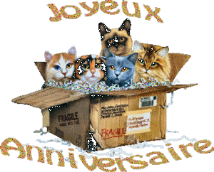 Gif animé joyeux anniversaire chats